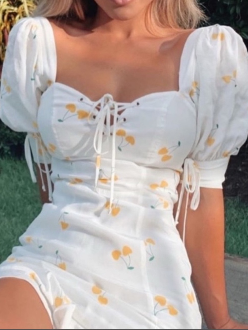 For Love and Lemons Ashland Lace-Up Mini Dress